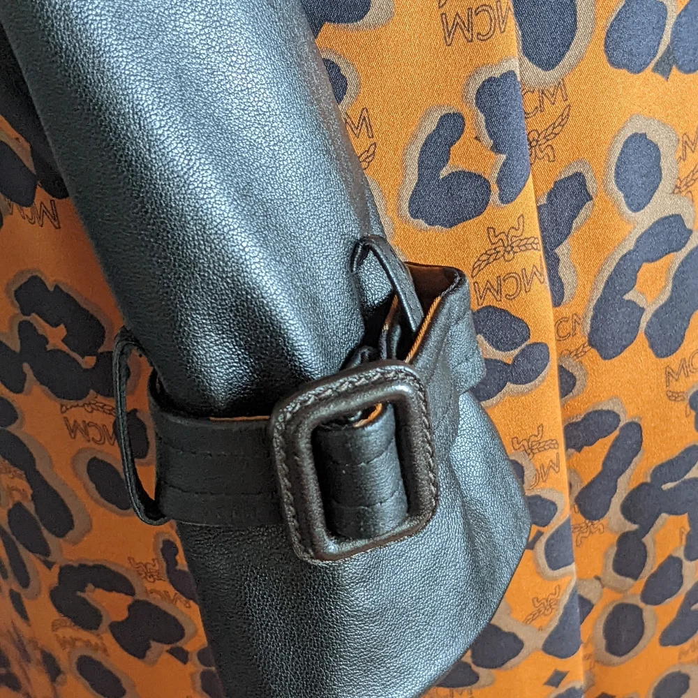 MCM Orange and Black Leopard Trench Coat - Picture 5 of 10